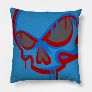Red And Blue Graffiti Skull Pillow