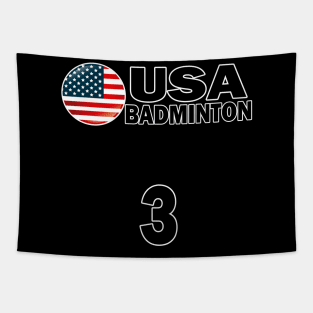 USA Badminton Number 3 T-shirt Design Tapestry