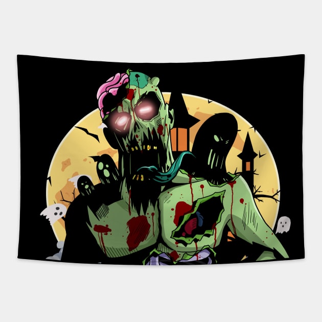 Scary Zombie Halloween Tapestry by Noseking