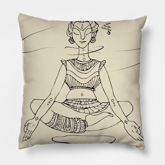 Yogi in lotus position #yoga #minimalism Pillow by BumbleBambooPrints