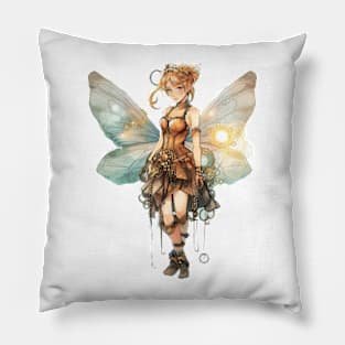 Watercolor Steampunk Fairy Girl #6 Pillow