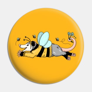 Opossum with bee costume and bumble bees Pin