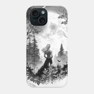 Moon Goddess Forest Walk Woman in Forest Crescent Moon Art Phone Case