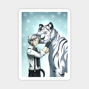 Boy with White Tiger Magnet