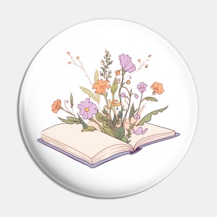 Wildflowers growing from an open book II Pin