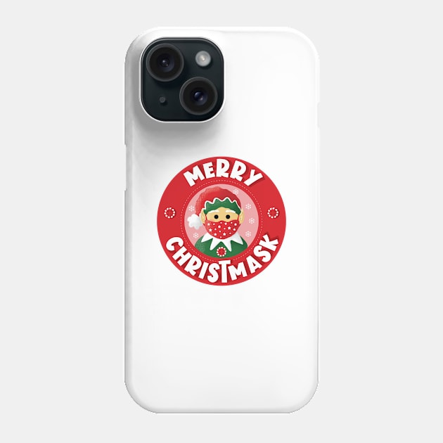 Merry Christmask II - Mask Wearing Elf - White Phone Case by VicEllisArt