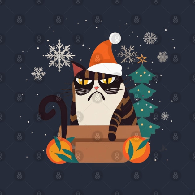 Grumpy Christmas Cat. Christmas Cat 2024 by BukovskyART