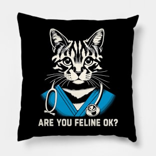 Are You Feline OK? Retro Cat Nurse Gifts Nurse Week Gifts Funny Nurse Pillow