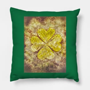 Lucky Four-Leaf Clover in Grunge Pillow