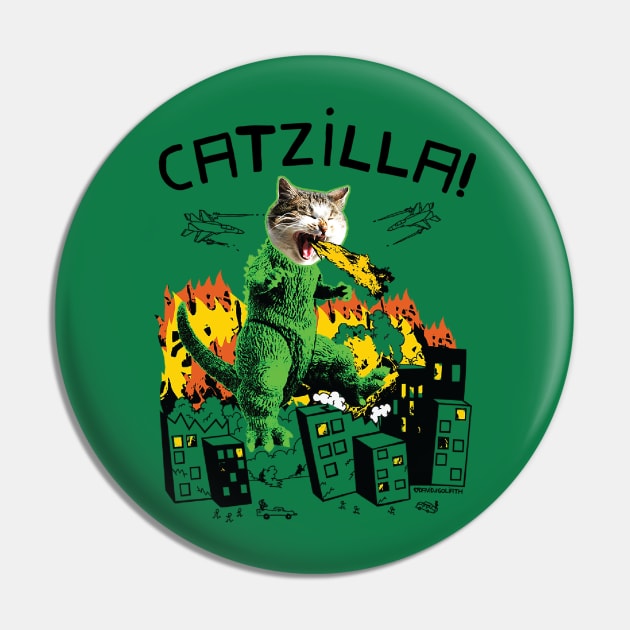 Catzilla Pin by toddgoldmanart