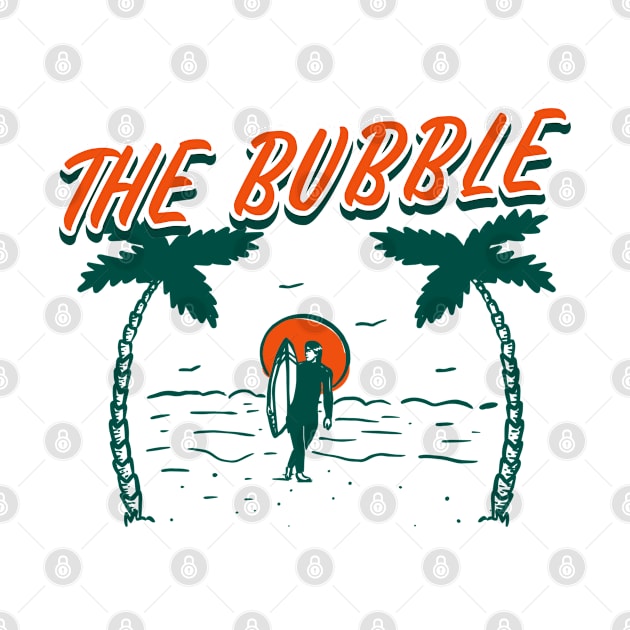 The Bubble Sunshine in a Beach with a Lonely Palm Tree and Bicycle T-shirt and Sticker by AbsurdStore