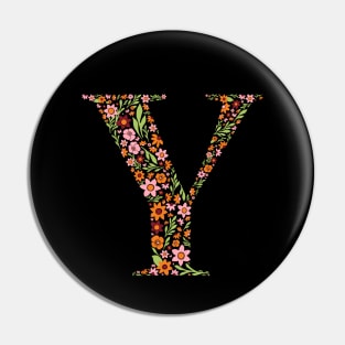 Retro Floral Letter Y Pin