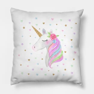 White Unicorn Pillow