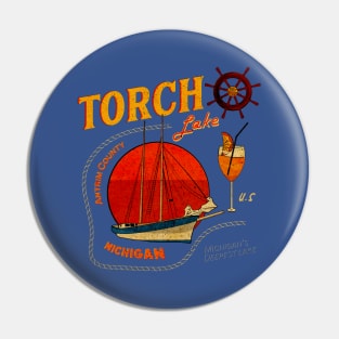 Torch Lake Boat Distressed Pin