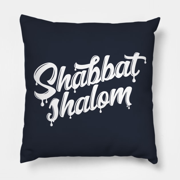 Shabbat Shalom Drip Pillow by erock