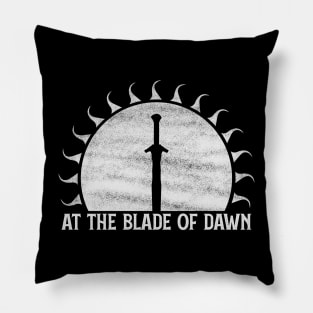 At the Blade of Dawn (Silver): Fantasy Design Pillow
