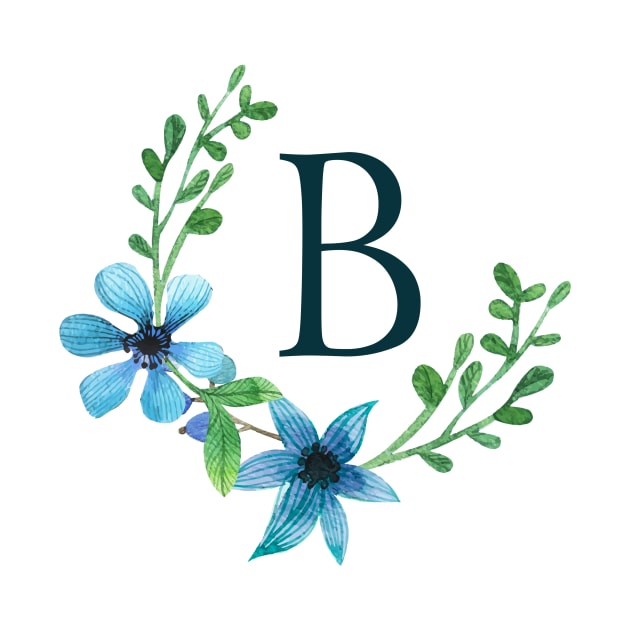 Floral Monogram B Pretty Blue Flower by floralmonogram