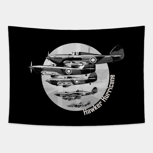 Hawker Hurricane WWII Fighter Poster Retro Tapestry by Jose Luiz Filho