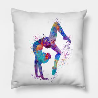 Gymnastics Tumbling Watercolor Sports Pillow