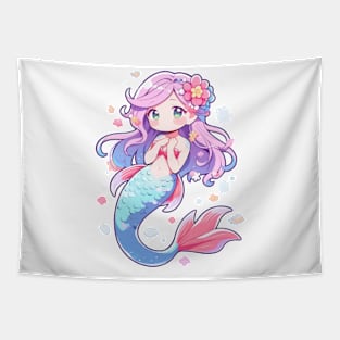 Cute Chibi Mermaid Creature Tapestry