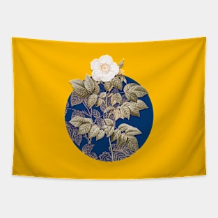 Vintage Blooming Leschenault's Rose Botanical Illustration on Circle Tapestry