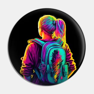 Girl with a backpack design #13 Pin