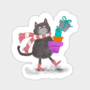 Kat en haar cadeautjes Magnet