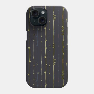 Twirly doodle lines. Lime and blue on black. Phone Case