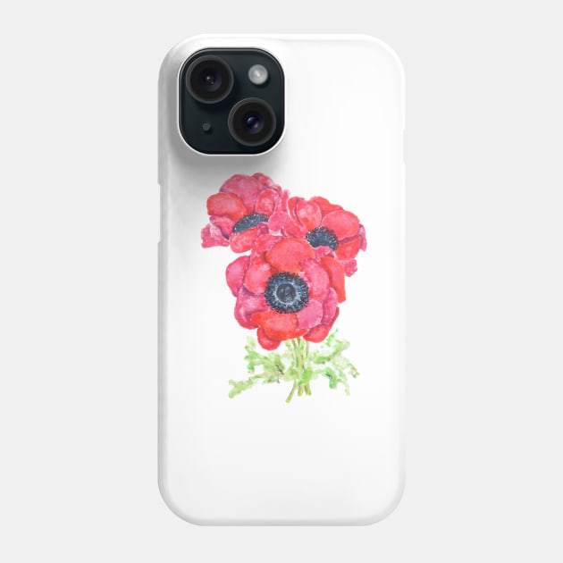 red anemones Phone Case by colorandcolor