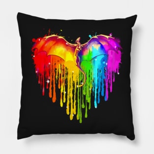 Dragon LGBT Heart Watercolor Pillow