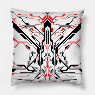 Red and Black Symmetrical Abstract Pillow