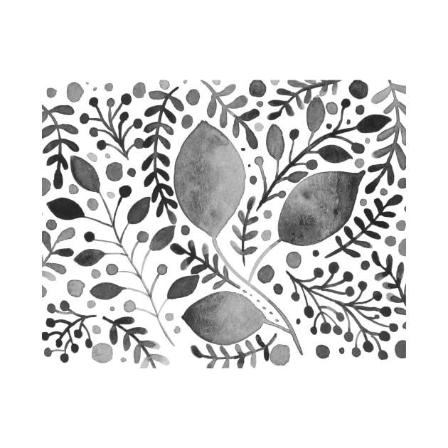 Black and white watercolor leaves by wackapacka