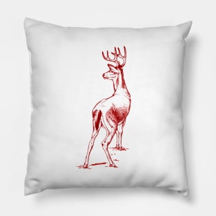 Curious Deer (red) Pillow