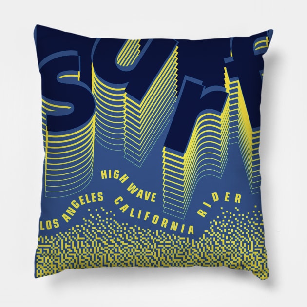 Los Angeles California surf high wave rider Pillow by SSSD