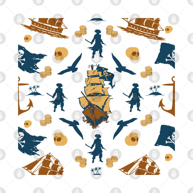 Ocean Life Adventure Pattern Of Pirate Treasure by vystudio