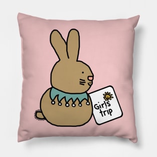 Cute Bunny Rabbit goes on Girls Trip Pillow