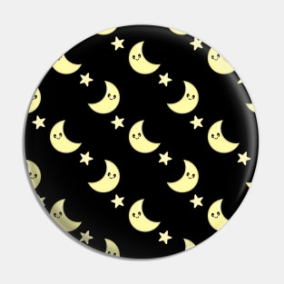 Kawaii Cute Moon Pattern in Black Pin