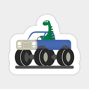 Dino rides in a monster track. Magnet