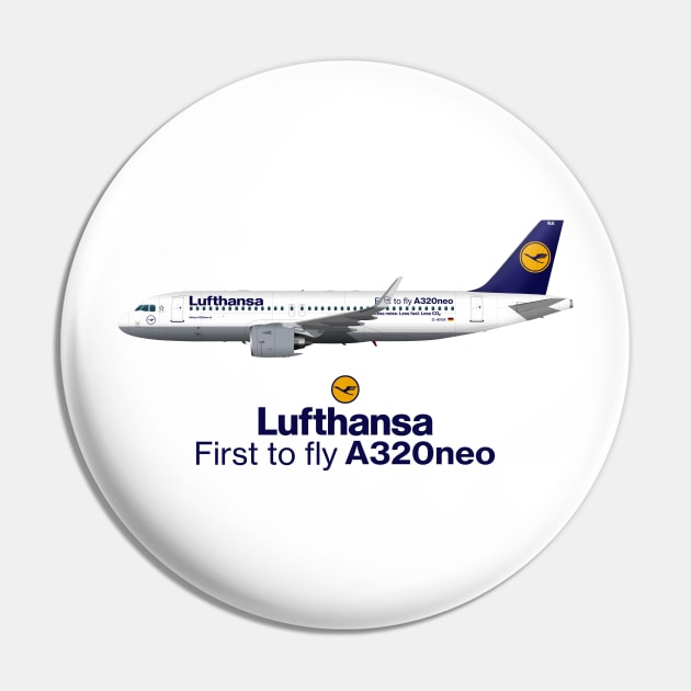 Illustration of Lufthansa Airbus A320 NEO D-AINA Pin by SteveHClark