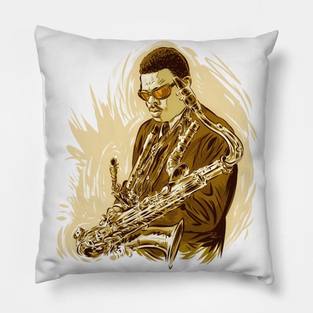 Roland Kirk - An illustration by Paul Cemmick Pillow by PLAYDIGITAL2020