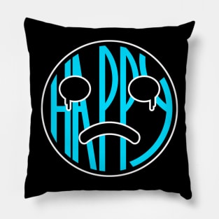 Happy fake crying blue t-shirt Pillow
