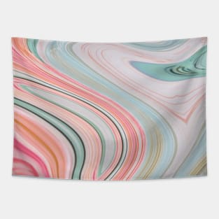 preppy girly chic marble pattern pastel  pink mint swirls Tapestry