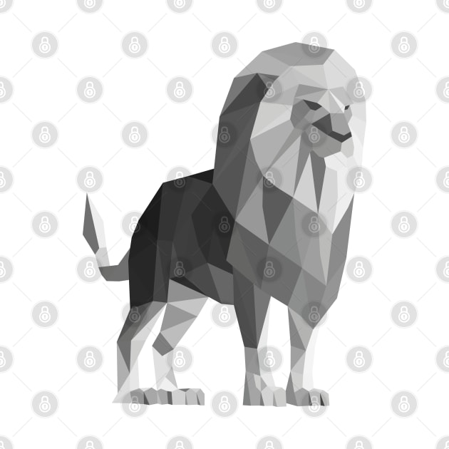 Grey Geometric Lion by shaldesign