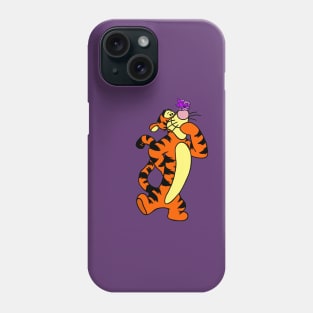 Tiger with Awareness Ribbon Butterfly (Purple) Phone Case