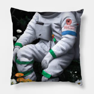 Astronaut in Flowers Pillow