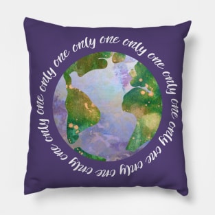 only one earth - protect our beautiful planet (watercolors and white handwriting repeated) Pillow