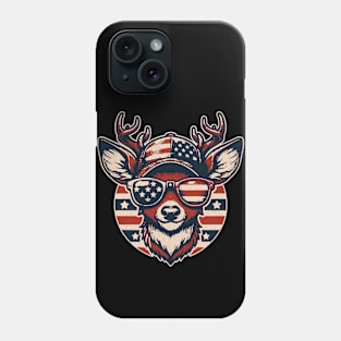 Deer Wearing Sunglass American Flag USA Phone Case