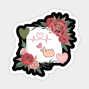 happy valentine's day cute love and floral heart Magnet