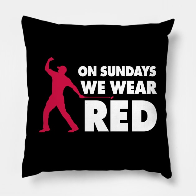 On Sundays We Wear Red - Black Pillow by KFig21