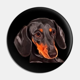 Natural Ear Cute Sad Doberman Puppy Watercolor Painting Pin